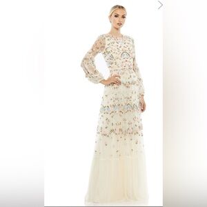 Mac Duggal 35111 Bishop Sleeve Embroidered Dress